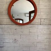 Miroir mural avec tissu orange, années 1950