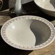 Set of a salad bowl and a vintage brown circular dish D28.