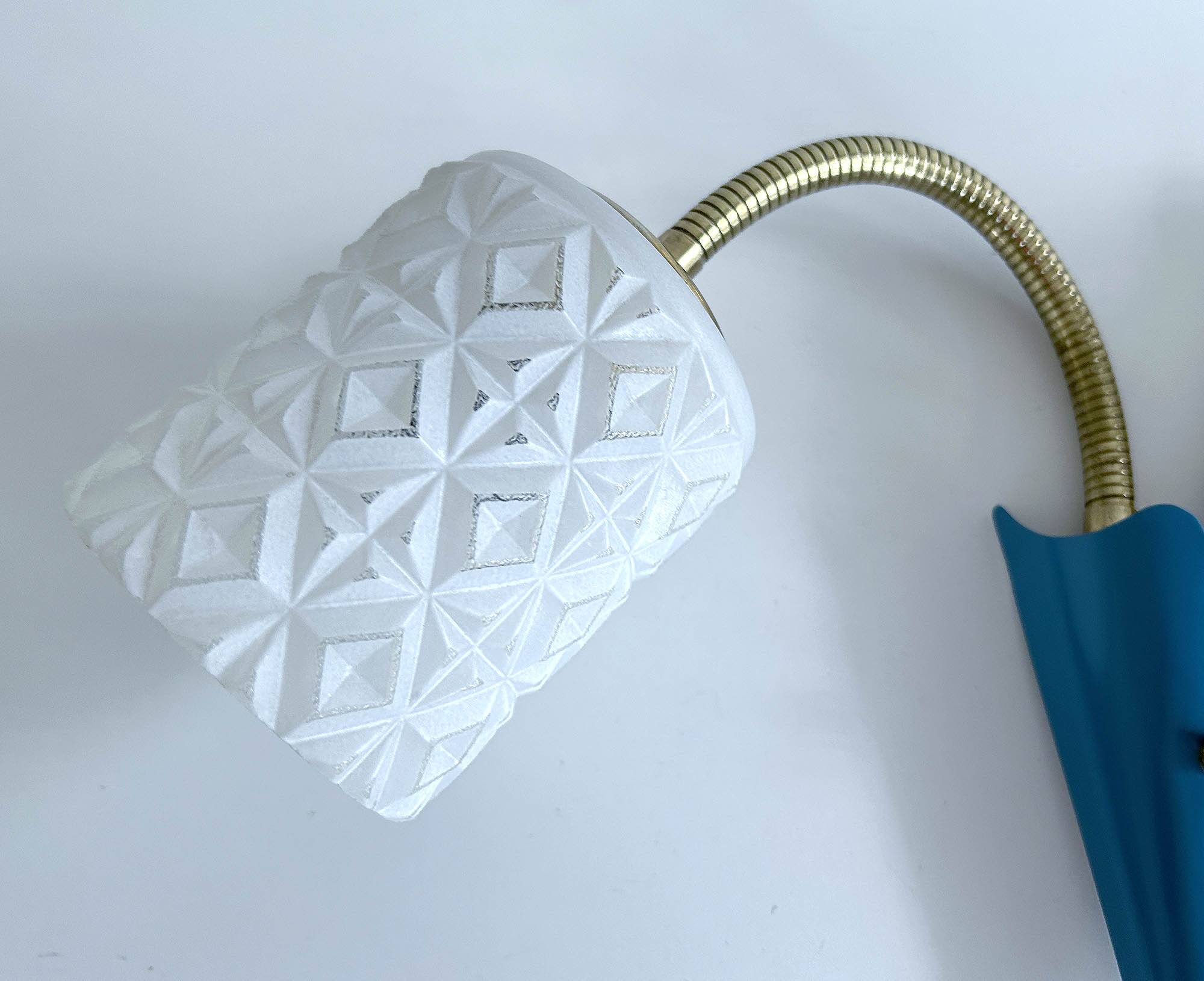 Vintage 50s Blue Glass Wall Lamp