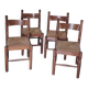 Set of 4 solid wood chairs with rush seating.