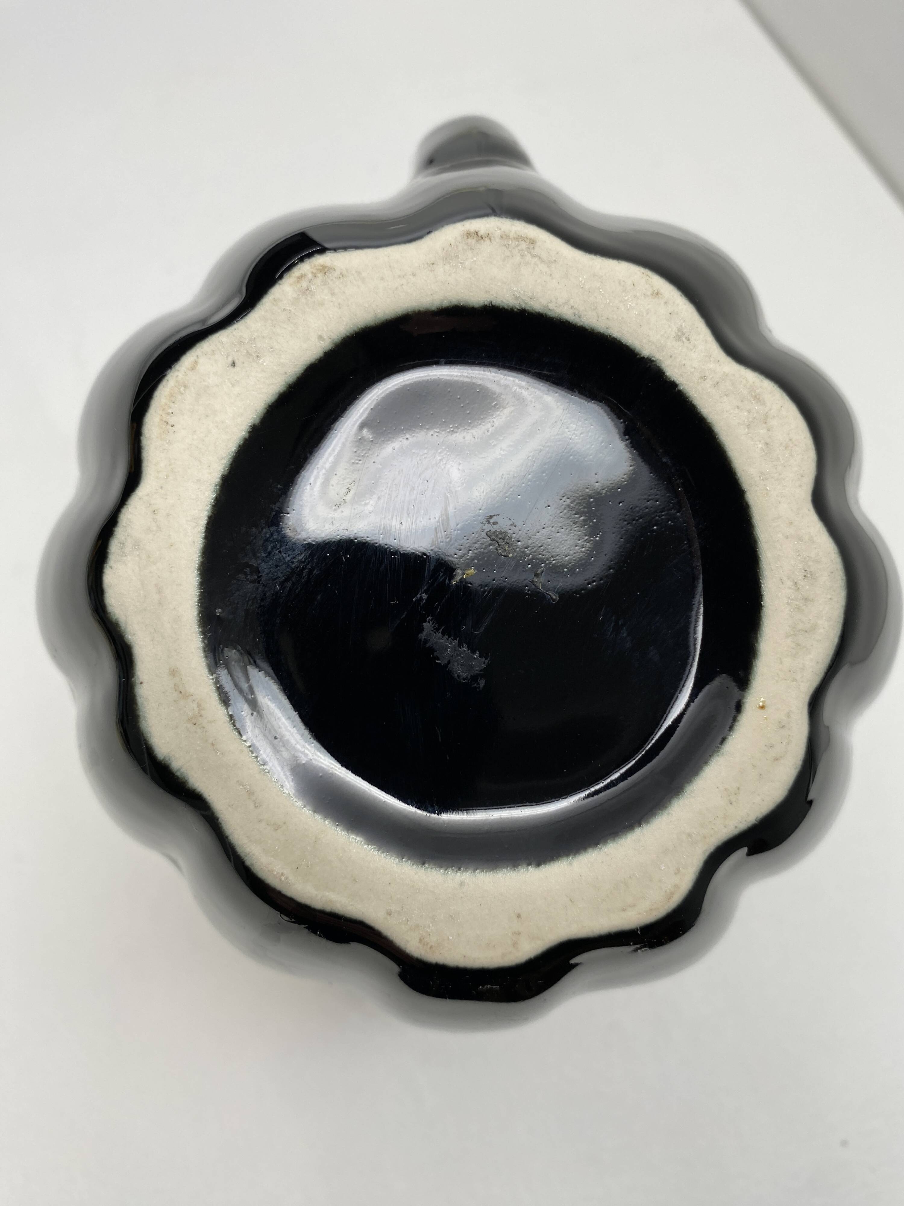 Pitcher Vintage jug in brown and blue ceramic in the shape of a melon