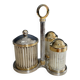 Vintage metal silver-plated and brass salt and pepper set.