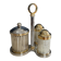 Vintage metal silver-plated and brass salt and pepper set.