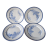 Set of 4 old white and blue plates Pexonne