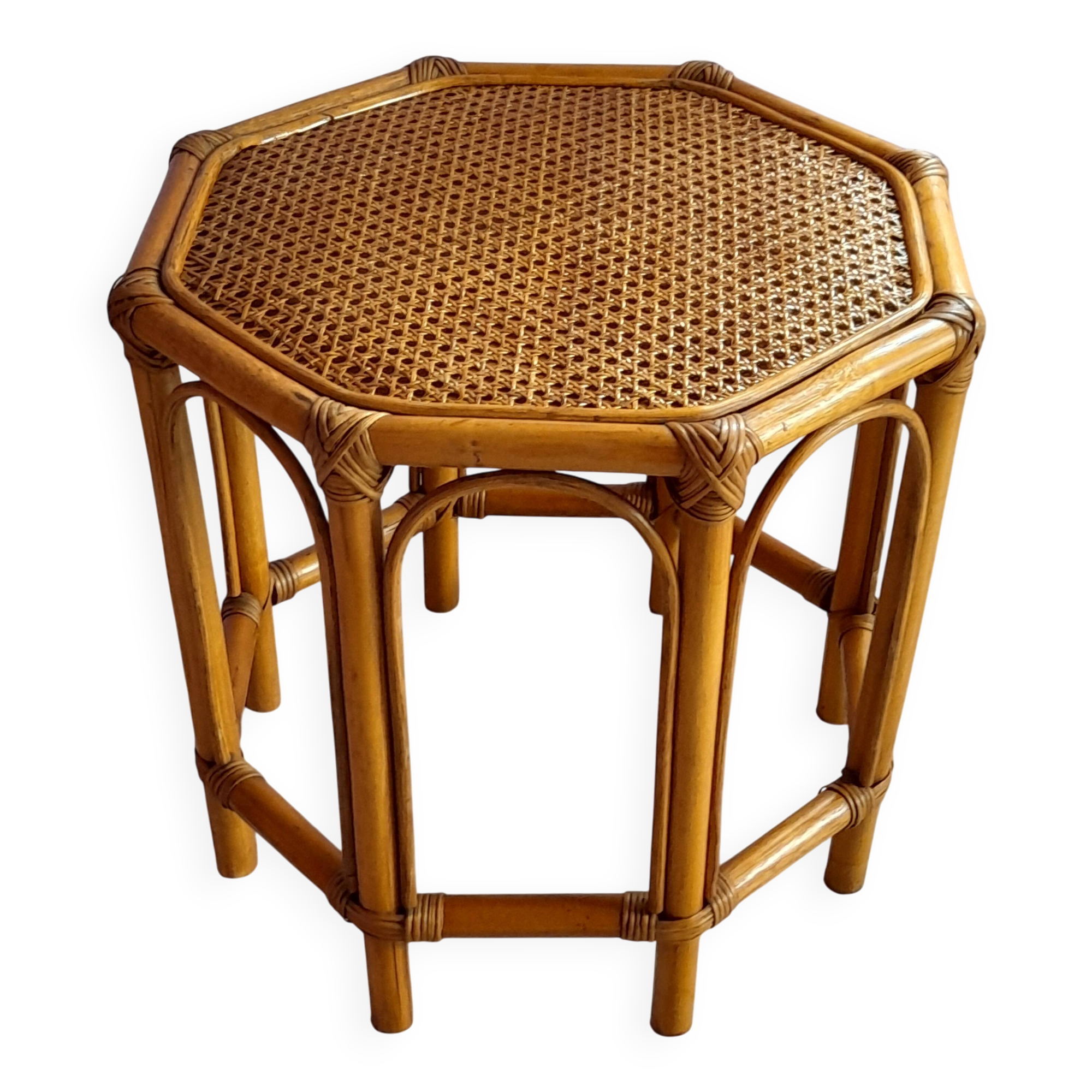 Table basse vintage en rotin
