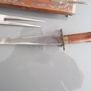 Carved kitchen knife and fork from India