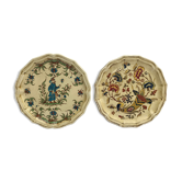 Paire ancienne assiette Moustiers Salins céramique peinte france vintage