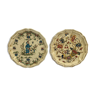 Pair old plate Moustiers Salins ceramics painted france vintage