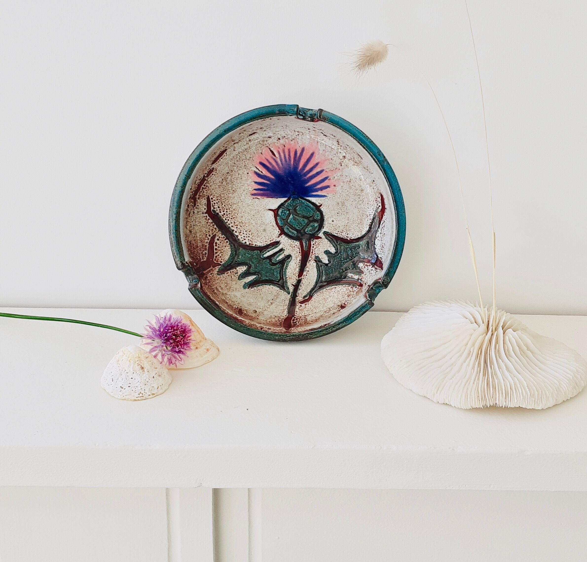 Ashtray  Vallauris thistle decoration