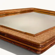1970s Mid-Century Rattan and Pencil Reed Large Mirror, Spain