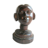 Sculpture bois massif exotique statue buste de femme africaine signée g. ralison