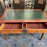 Louis Philippe style flat desk green leather