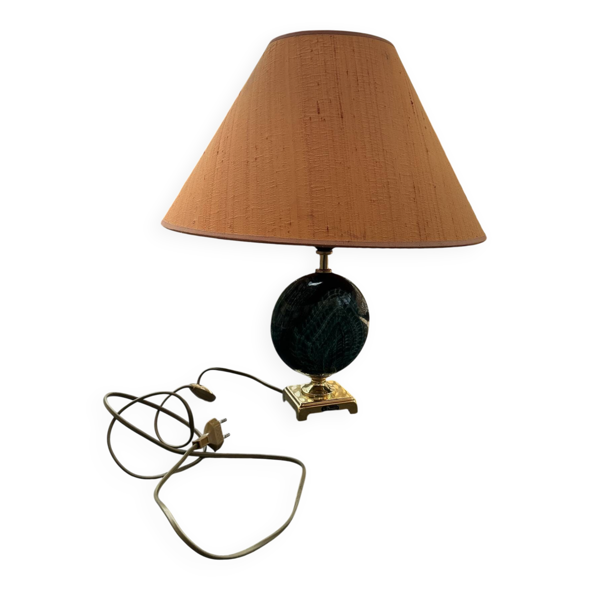 Lampe de table Le Dauphin France en céramique émaillée verte – années