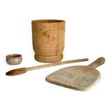 Turned wooden pots and beaters for the kitchen
