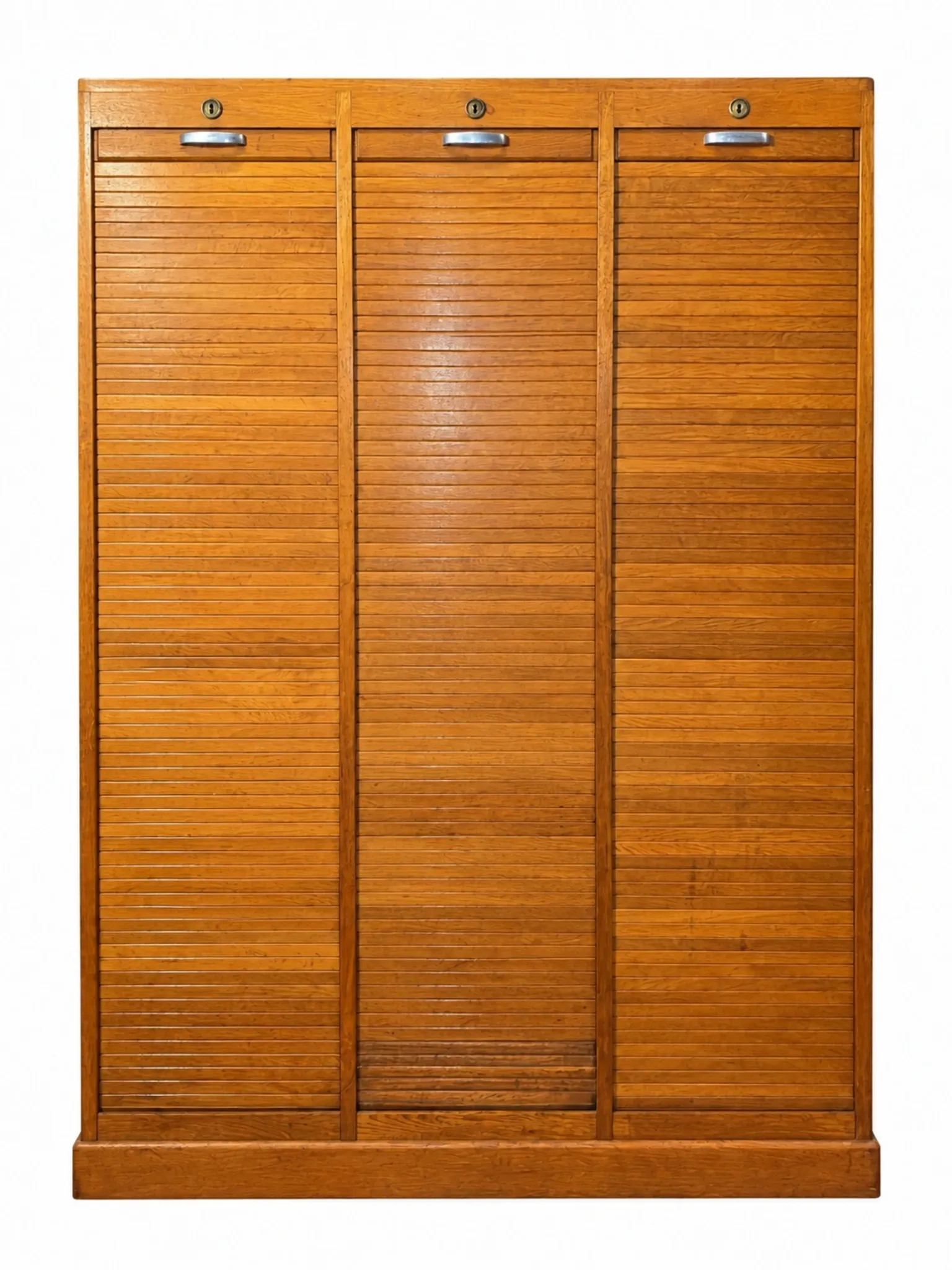 Vintage oak three-panel curtain cabinet