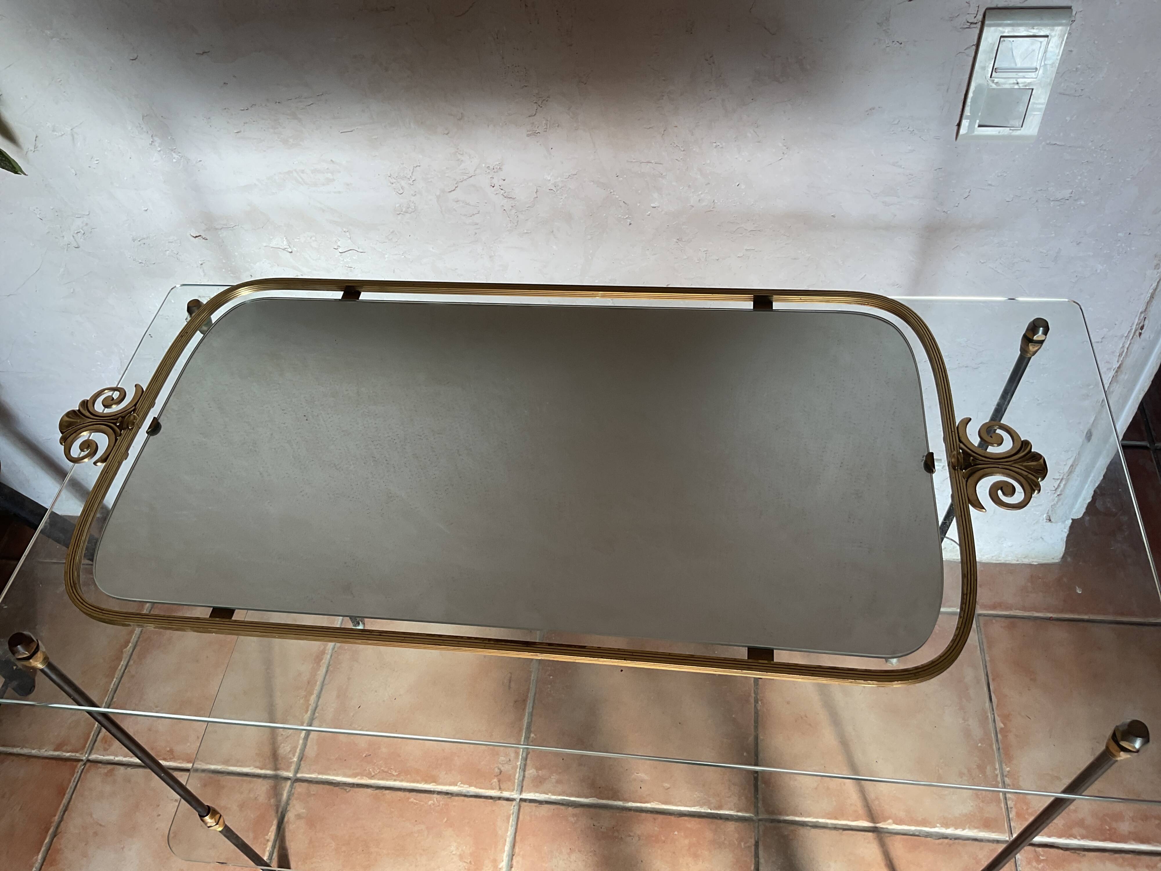 Regency vintage mirror in gilded brass, Space Age.