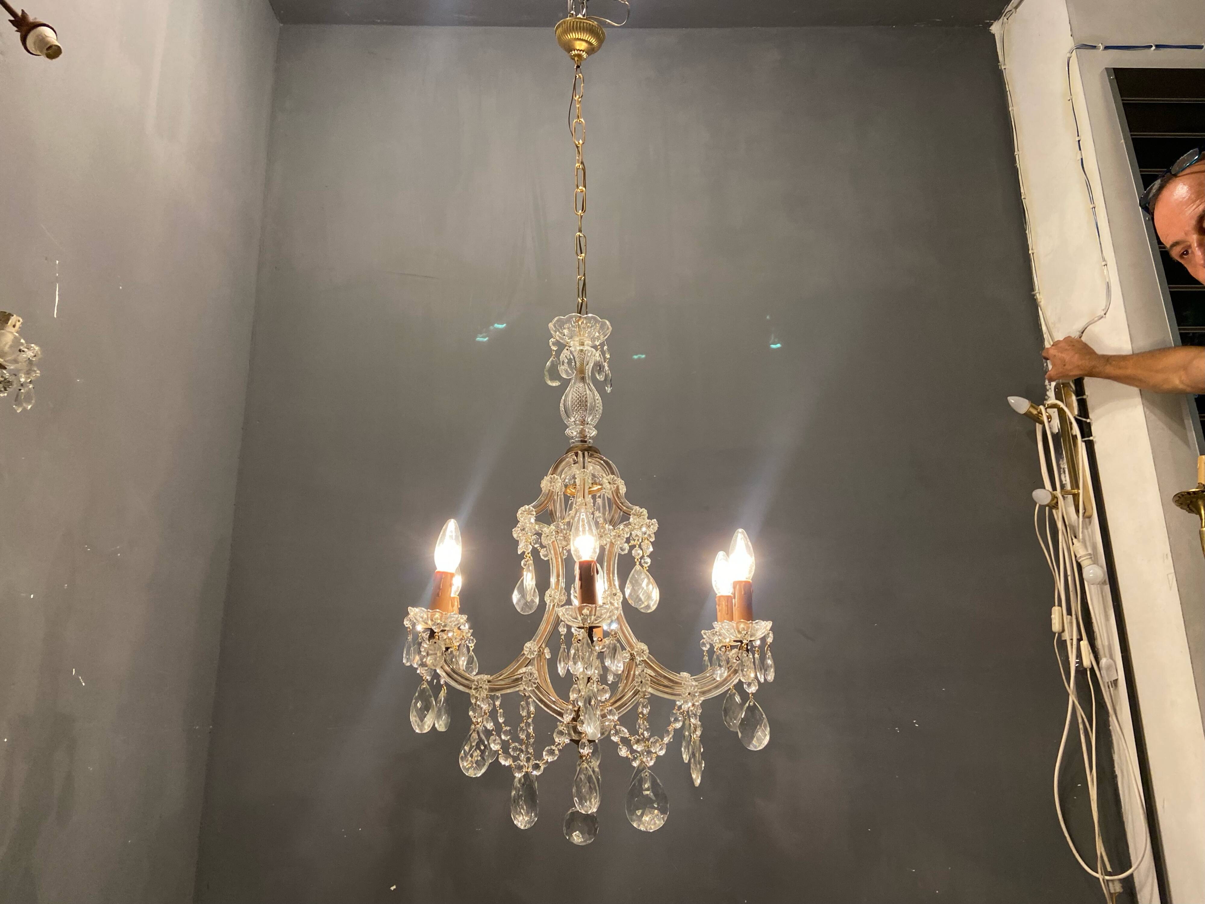 Lustre vintage en cristal 1950