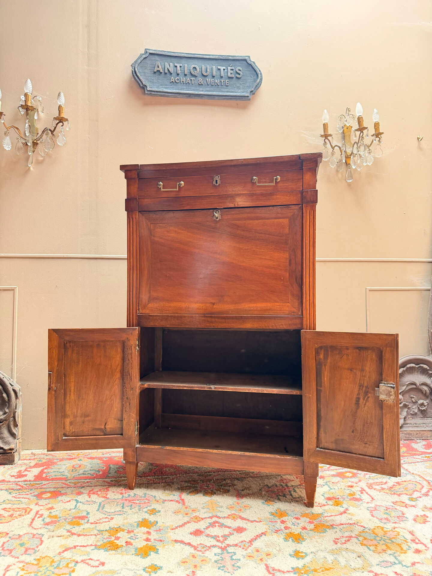 SECRETARY IN WALNUT IN LOUIS XVI STYLE 19TH CENTURY