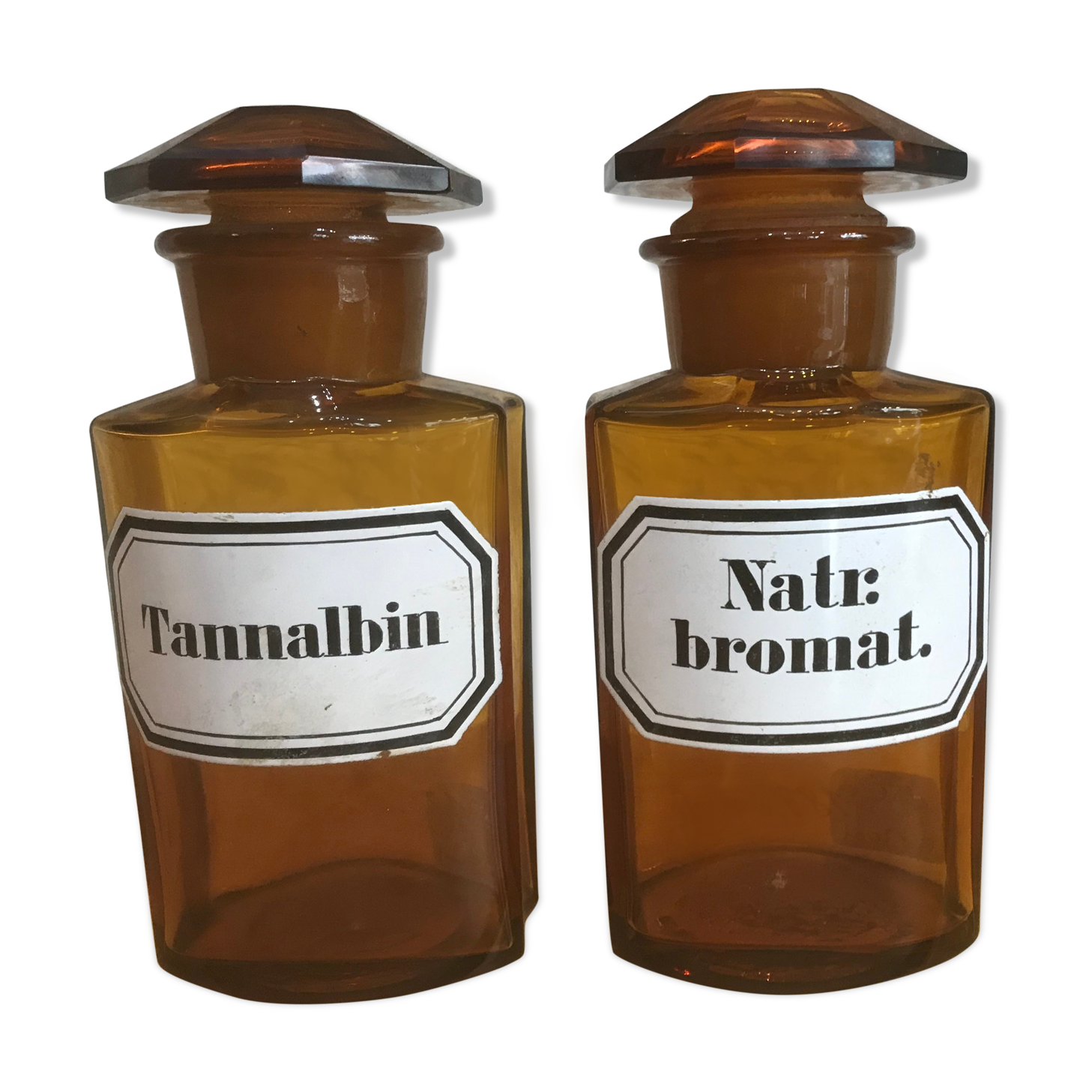 Vintage amber glass apothecary bottle