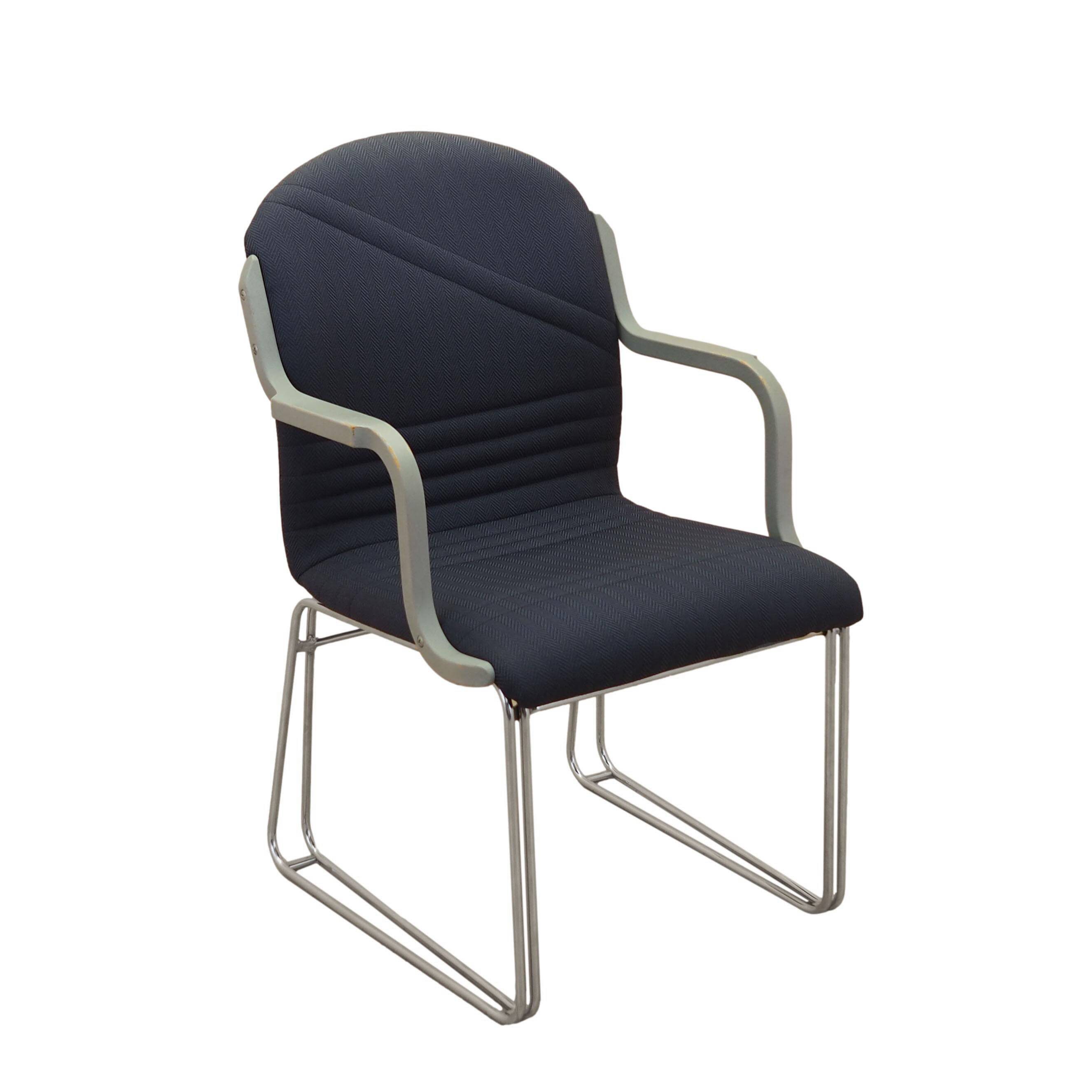 Italian cantilever chair 1990s blue fabric upholstery