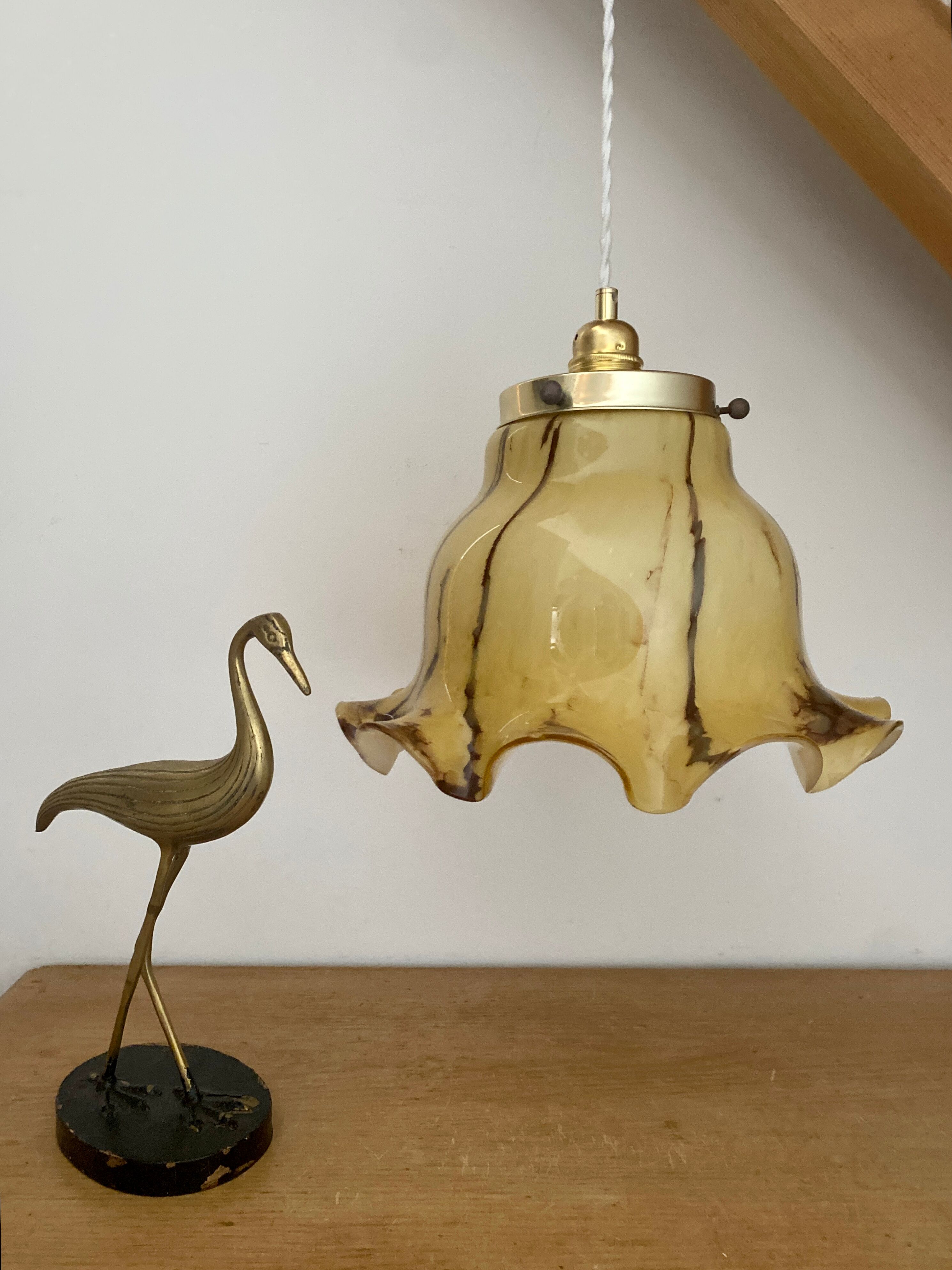 Suspension lamp xxl vintage glass clichy marbled effect