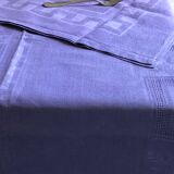 Old damask tablecloth in linen and iris silk