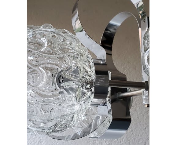Lustre verre et inox 70's