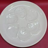 6 white oyster plates in Saint St Amand earthenware slip France