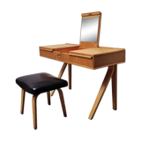 Set of Dutch modern dressing table and stool in birch plywood by Cees Braakman for Pastoe, 1951