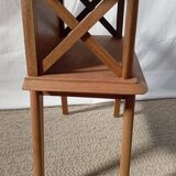 1950s oak bedside table with crossbars