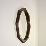 Italian octagonal teak mirror attributed to Campo & Graffi from the 1960's