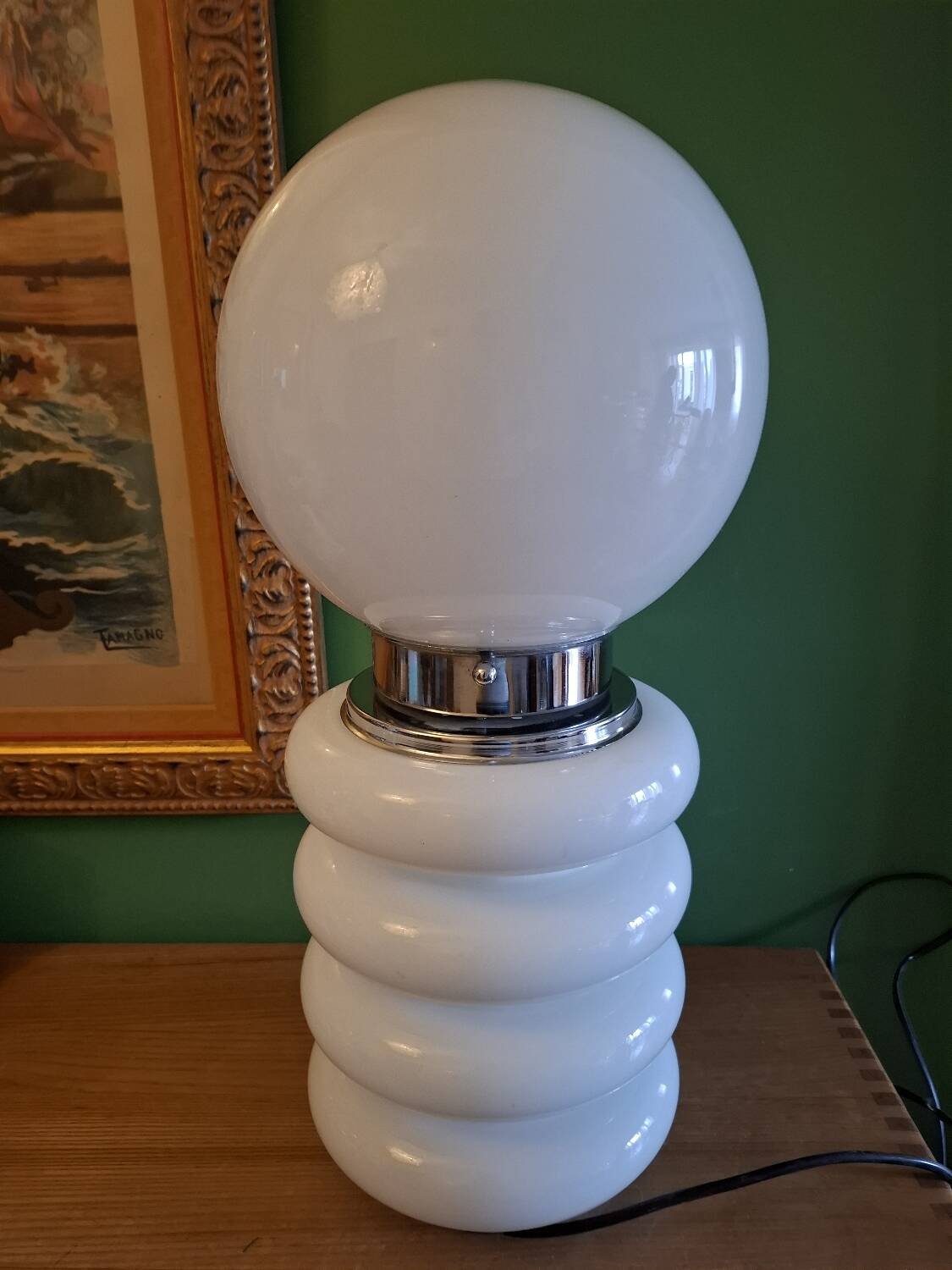 Opaline lamp in Murano glass, Mazzega, Carlos Nason