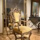 Italian Rococo Silver Mecca Giltwood Throne Armchair, Rome, 18th Century