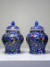 2 vintage hand-painted enamelled porcelain Chinese ginger jars