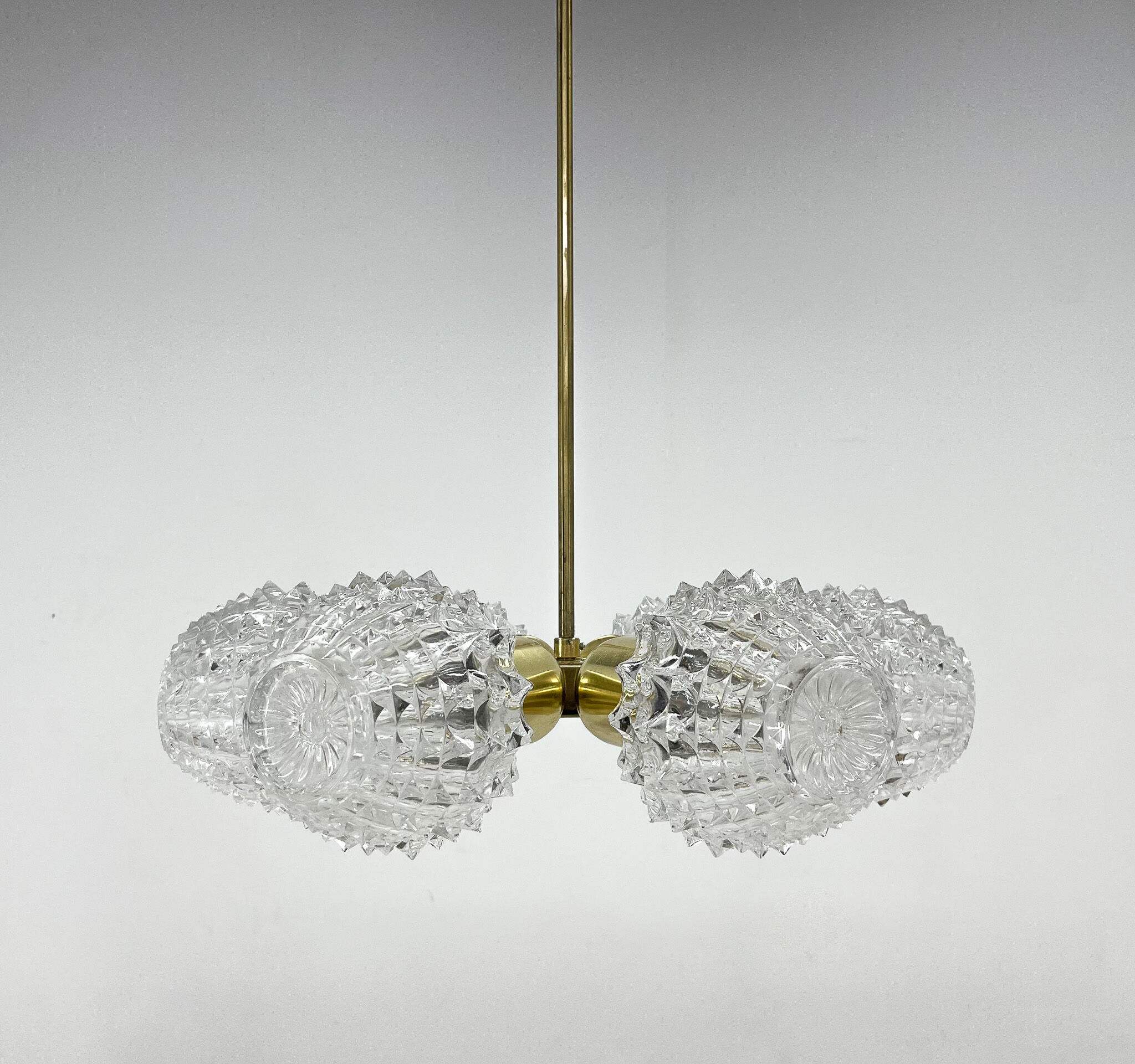 1960's brass & glass chandelier by kamenicky senov, 2 pieces available