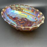 Large tinted glass bowl with fruit pattern