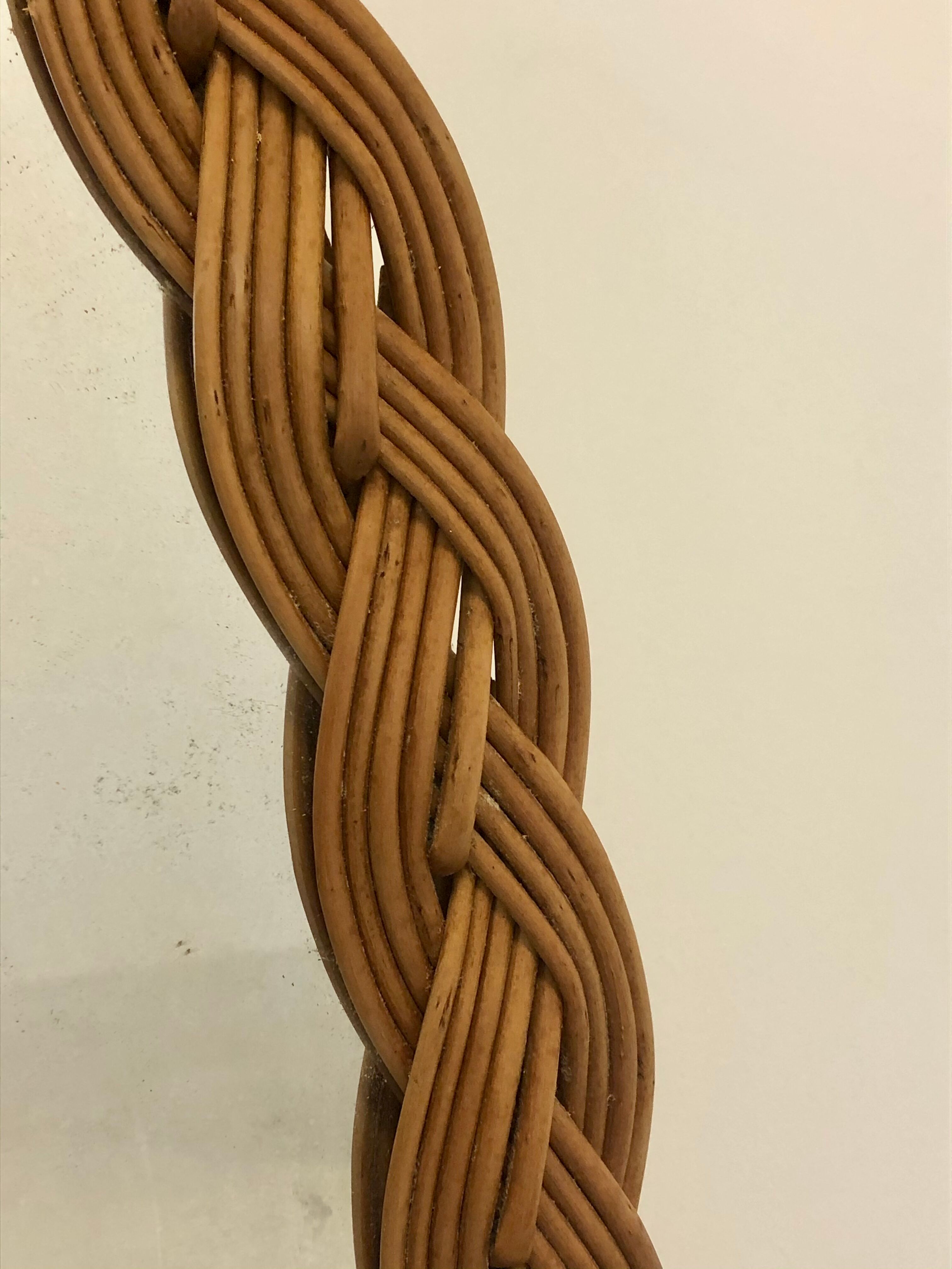 Oval mirror in rattan 1960s - 70x38cm