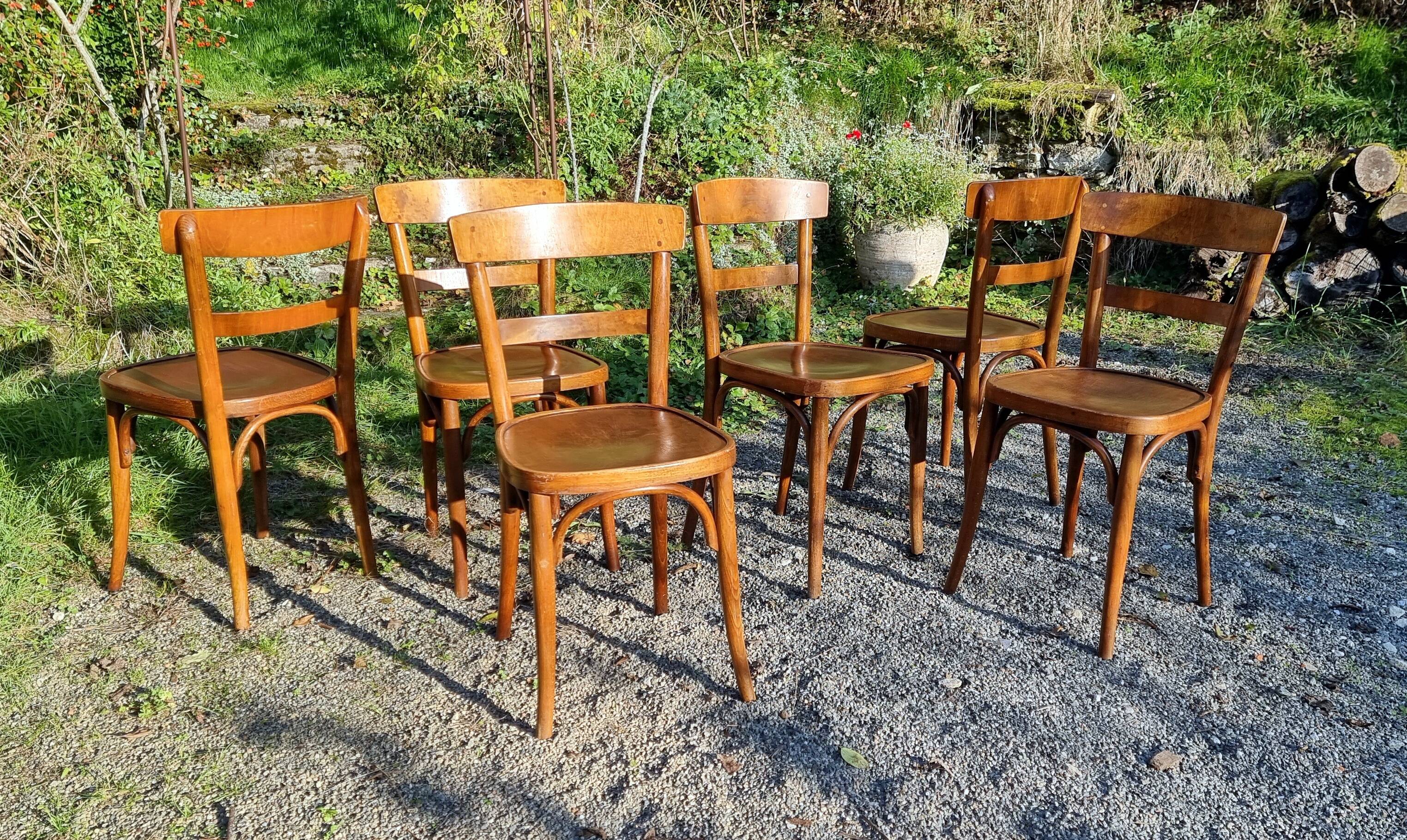 Lot of 6 Horgen-Glaris bistro chairs from the 40s