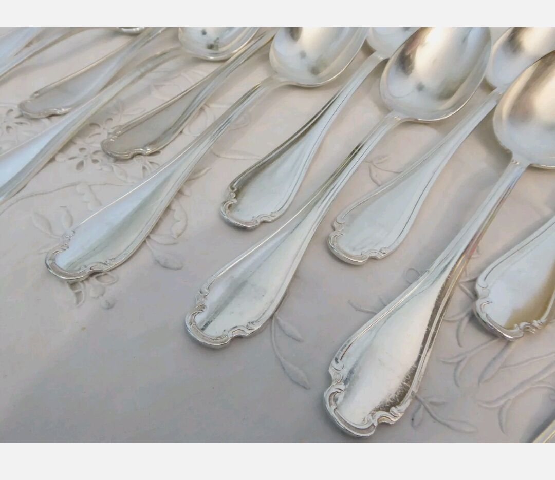 Alfenide Christofle 12 table covers 24p silver metal Model Pompadour