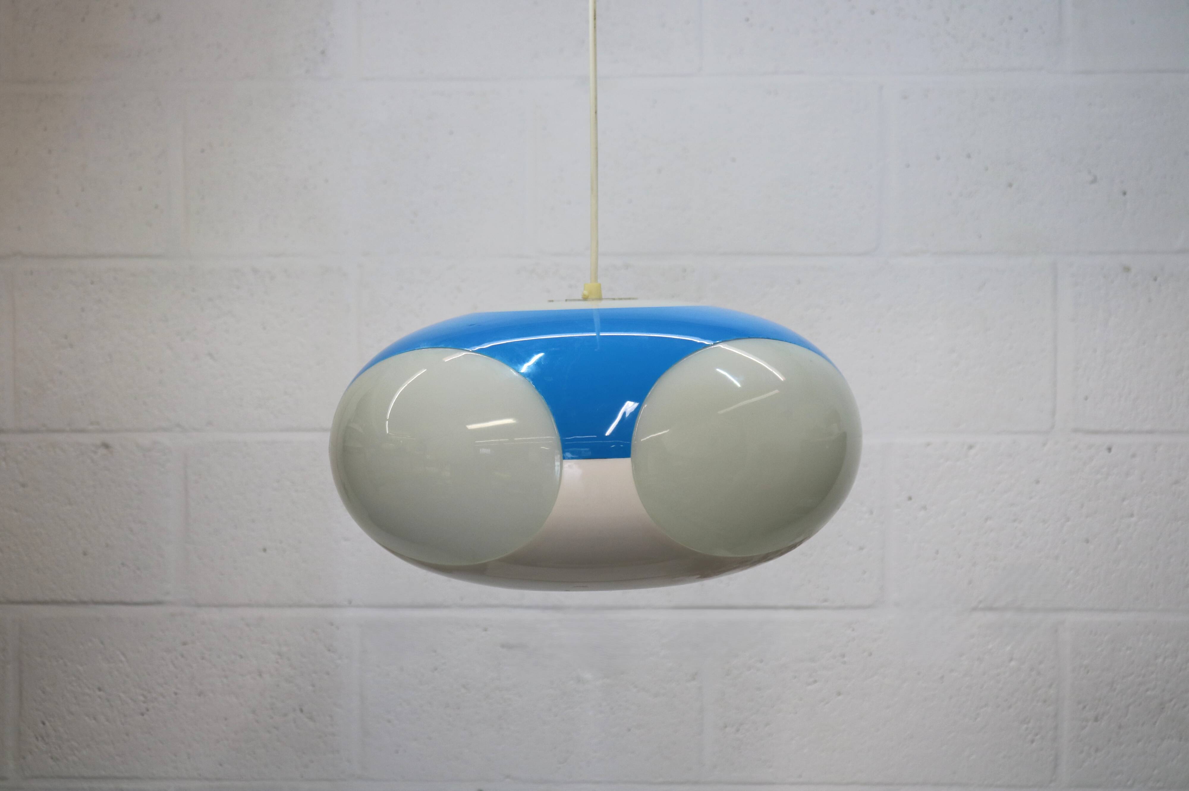 Unique Space age bug eye ufo lamp *** Massive Belgium *** blue and white