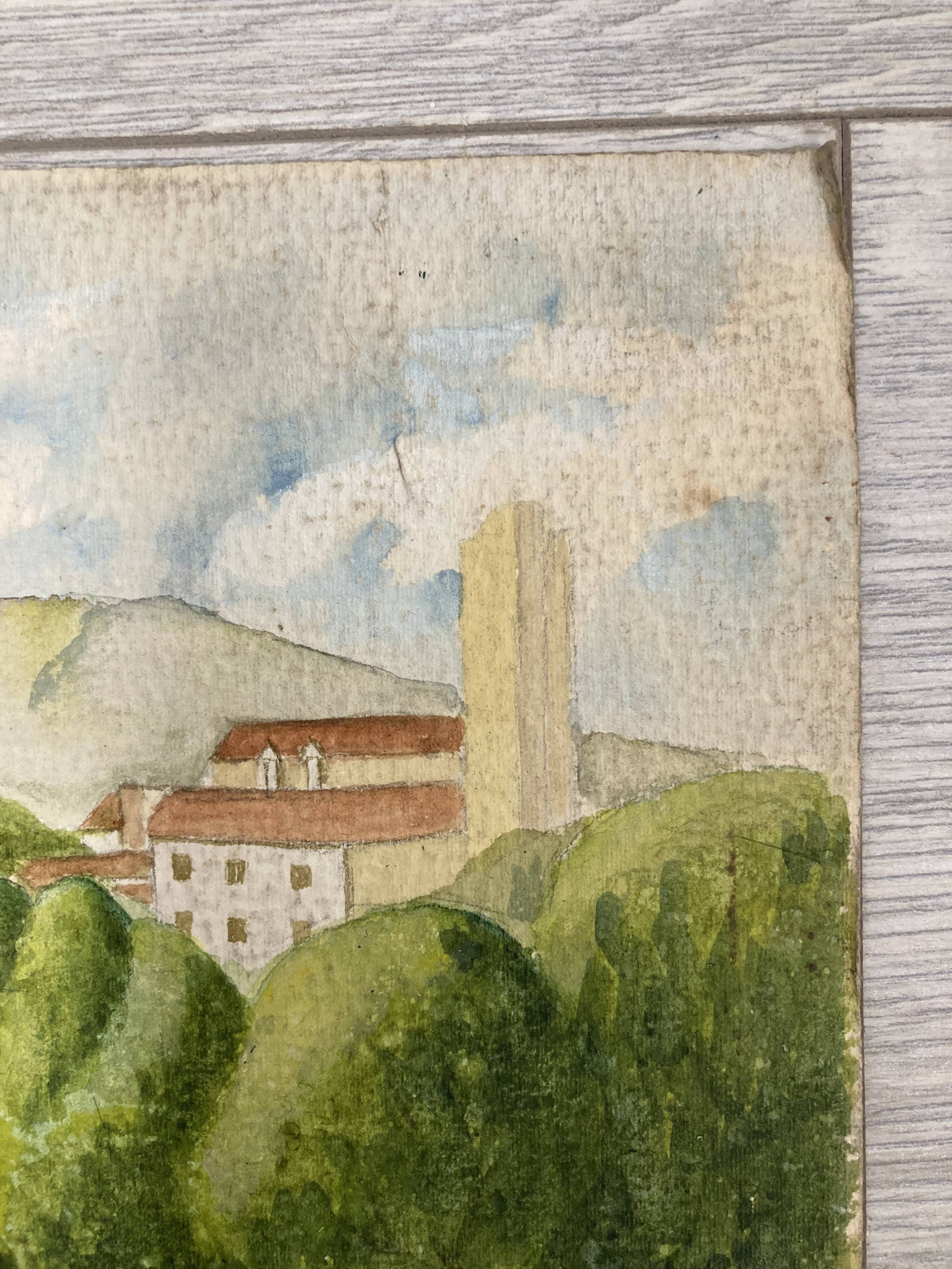 Watercolor seaside landscape recto/verso