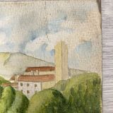 Watercolor seaside landscape recto/verso