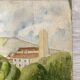 Watercolor seaside landscape recto/verso