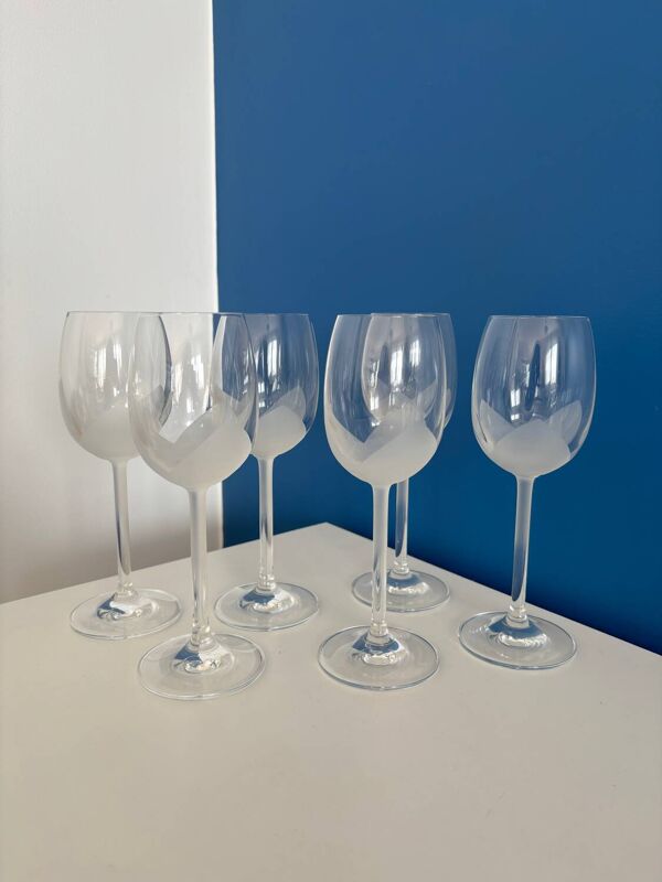 Set de 6 verres à vin en cristal vintage - Verres à pied Empoli tulipe givrée