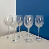 Set of 6 vintage crystal wine glasses - empoli tulip frosted stemware