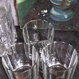 Three Art-Deco crystal whiskey glasses with cut sides