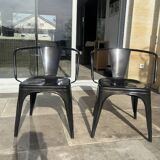 Lot of 6 chairs and two black Tolix armchairs in excellent condition.
