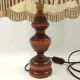 Lampe pied bois et abat-jour à franges