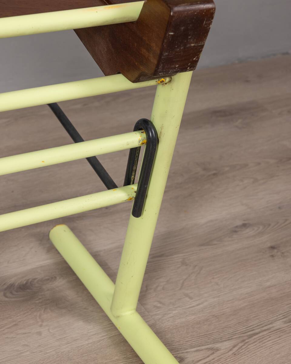 Pair of vintage 70s stools in iron and wood italian design