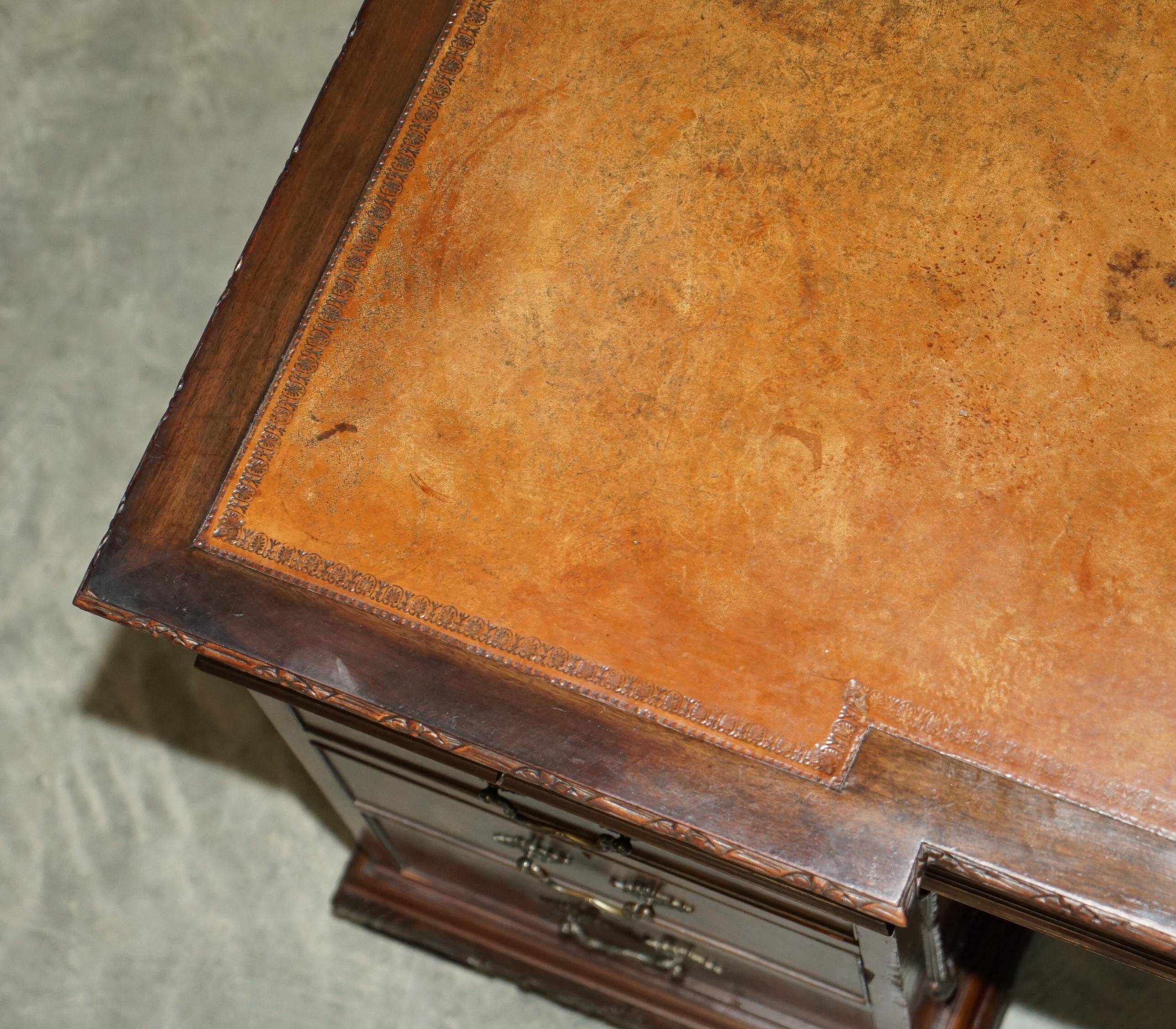 Thomas Chippendale Revival desk with a leather top